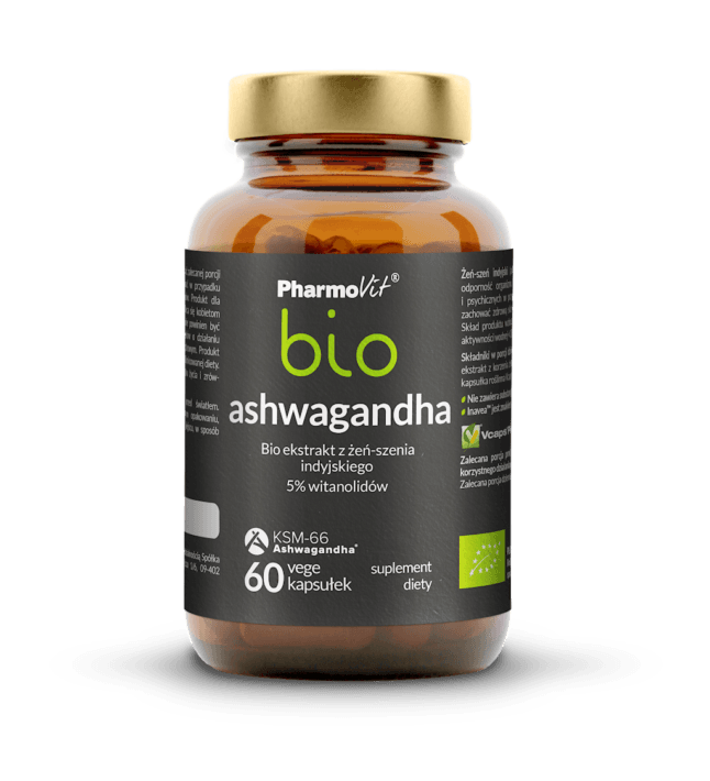 ASHWAGANDHA EKSTRAKT (250 mg) BEZGLUTENOWY BIO 60 KAPSUŁEK - PHARMOVIT
