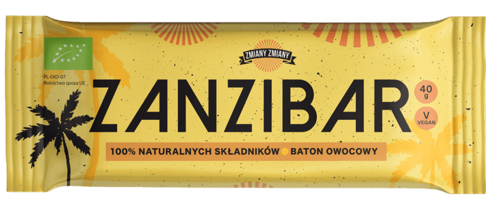 BATON OWOCOWY "ZANZIBAR" BEZGLUTENOWY BIO 40 g - ZMIANY ZMIANY