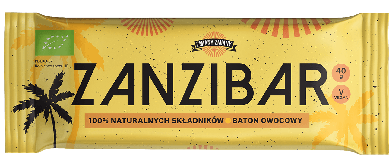 BATON OWOCOWY "ZANZIBAR" BEZGLUTENOWY BIO 40 g - ZMIANY ZMIANY