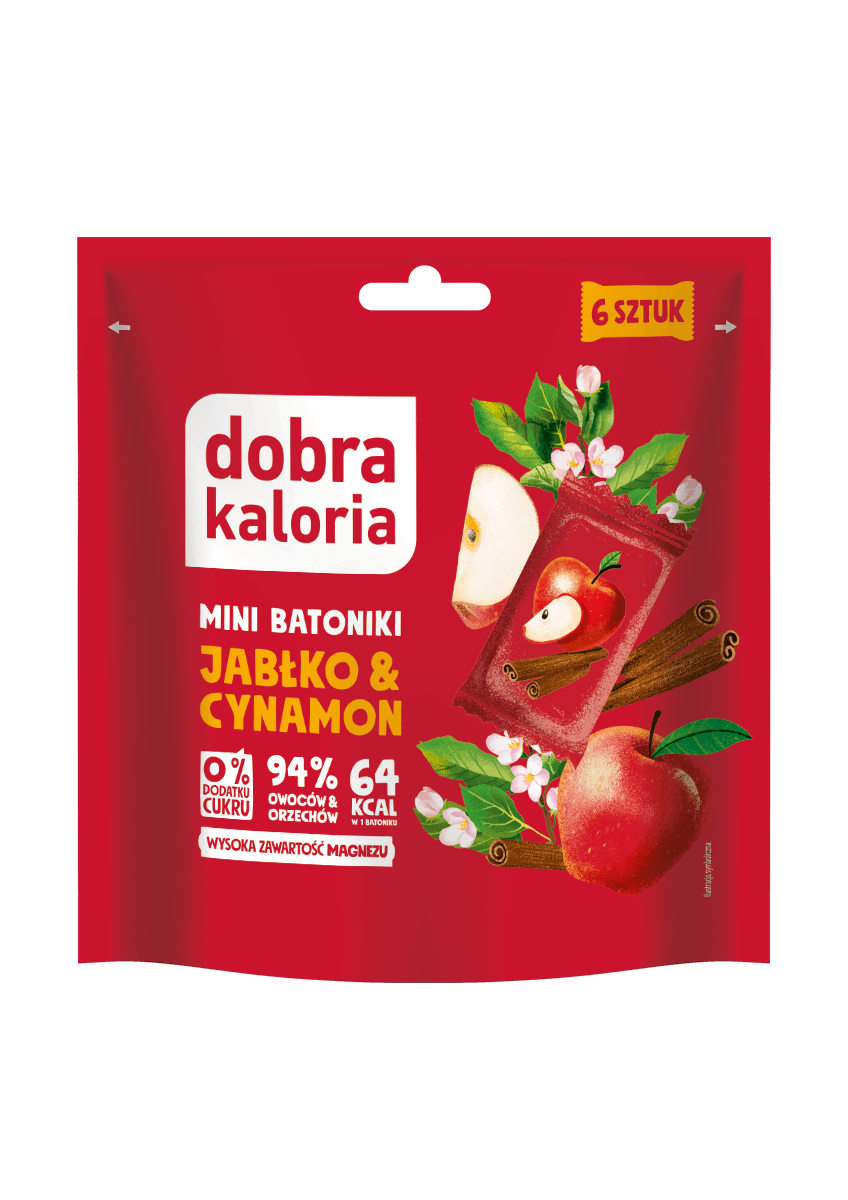 BATONIKI MINI JABŁKO & CYNAMON BEZ DODATKU CUKRU (6 x 18 g) 108 g - DOBRA KALORIA