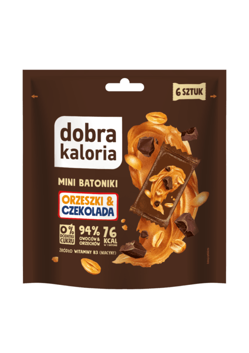 BATONIKI MINI ORZESZKI & CZEKOLADA BEZ DODATKU CUKRU (6 x 18 g) 108 g - DOBRA KALORIA
