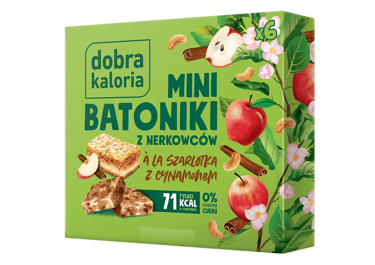 BATONIKI MINI Z NERKOWC&Oacute;W A'LA SZARLOTKA Z CYNAMONEM (6 x 17 g) 102 g - DOBRA KALORIA