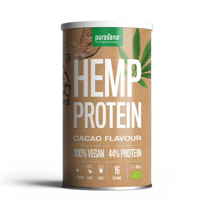 BIAŁKO KONOPNE KAKAOWE BEZGLUTENOWE BIO 400 g - PURASANA