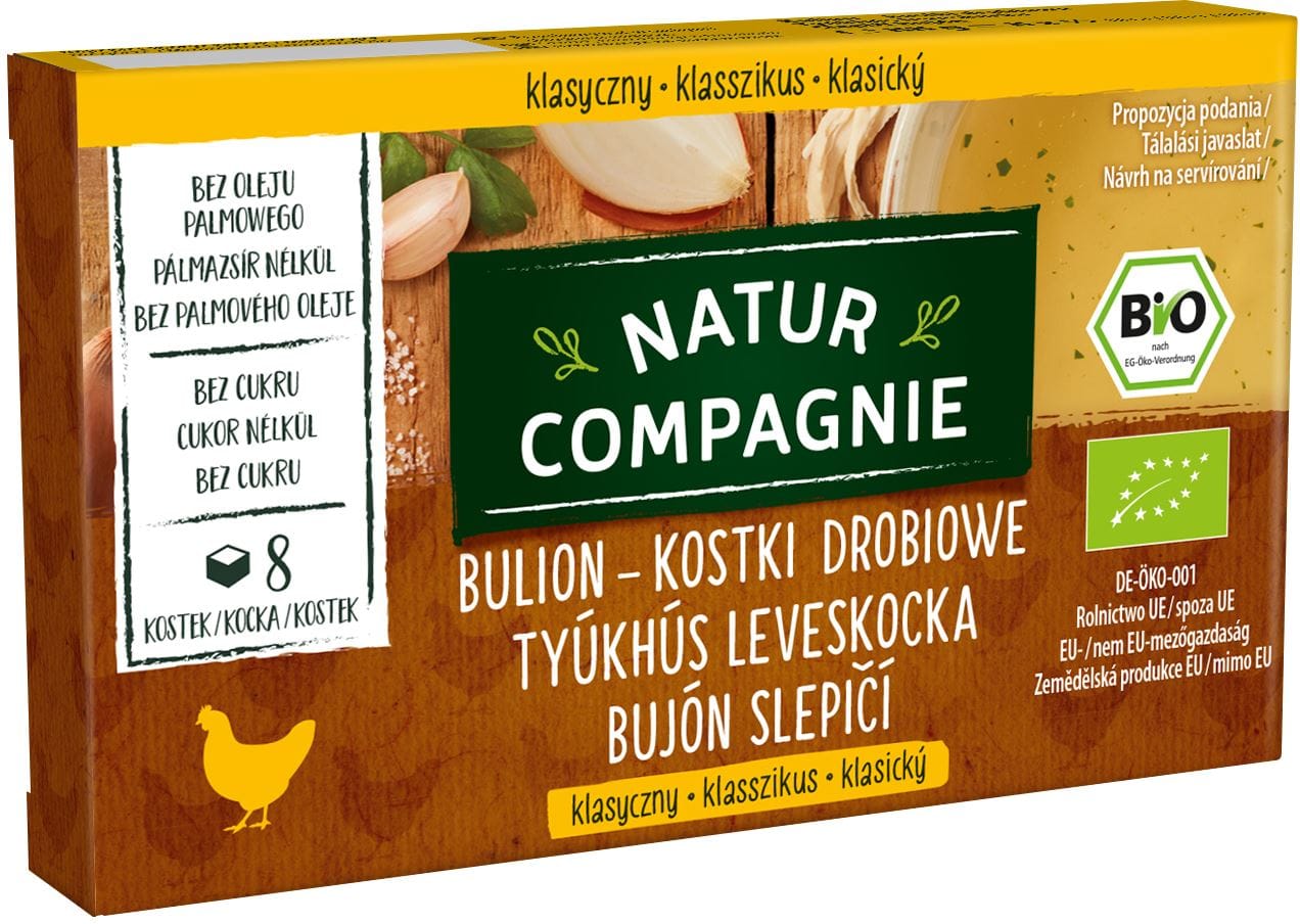 BULION - KOSTKI DROBIOWE BEZ DODATKU CUKR&Oacute;W BIO (8 x 11 g) 88 g - NATUR COMPAGNIE