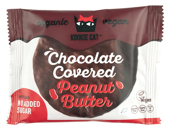 CIASTKO WEGAŃSKIE Z CZEKOLADĄ BEZ DODATKU CUKR&Oacute;W I Z KREMEM Z ORZESZK&Oacute;W ZIEMNYCH BEZGLUTENOWE BIO 50 g - KOOKIE CAT