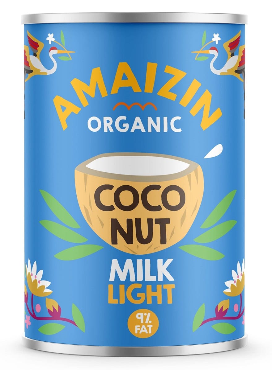 COCONUT MILK - NAP&Oacute;J KOKOSOWY LIGHT BEZ GUMY GUAR (9 % TŁUSZCZU) BIO 400 ml (PUSZKA) - AMAIZIN