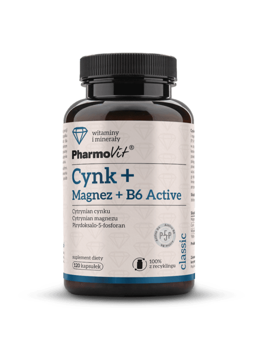 CYNK + MAGNEZ + WITAMINA B6 ACTIVE BEZGLUTENOWY 120 KAPSUŁEK - PHARMOVIT (CLASSIC)