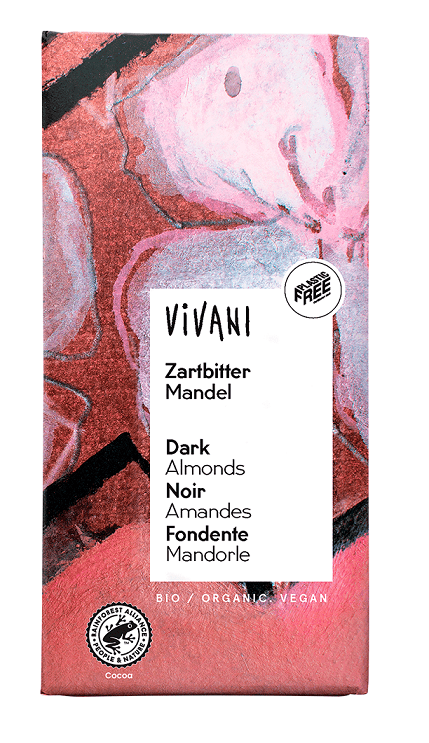 CZEKOLADA GORZKA Z MIGDAŁAMI BIO 100 g - VIVANI