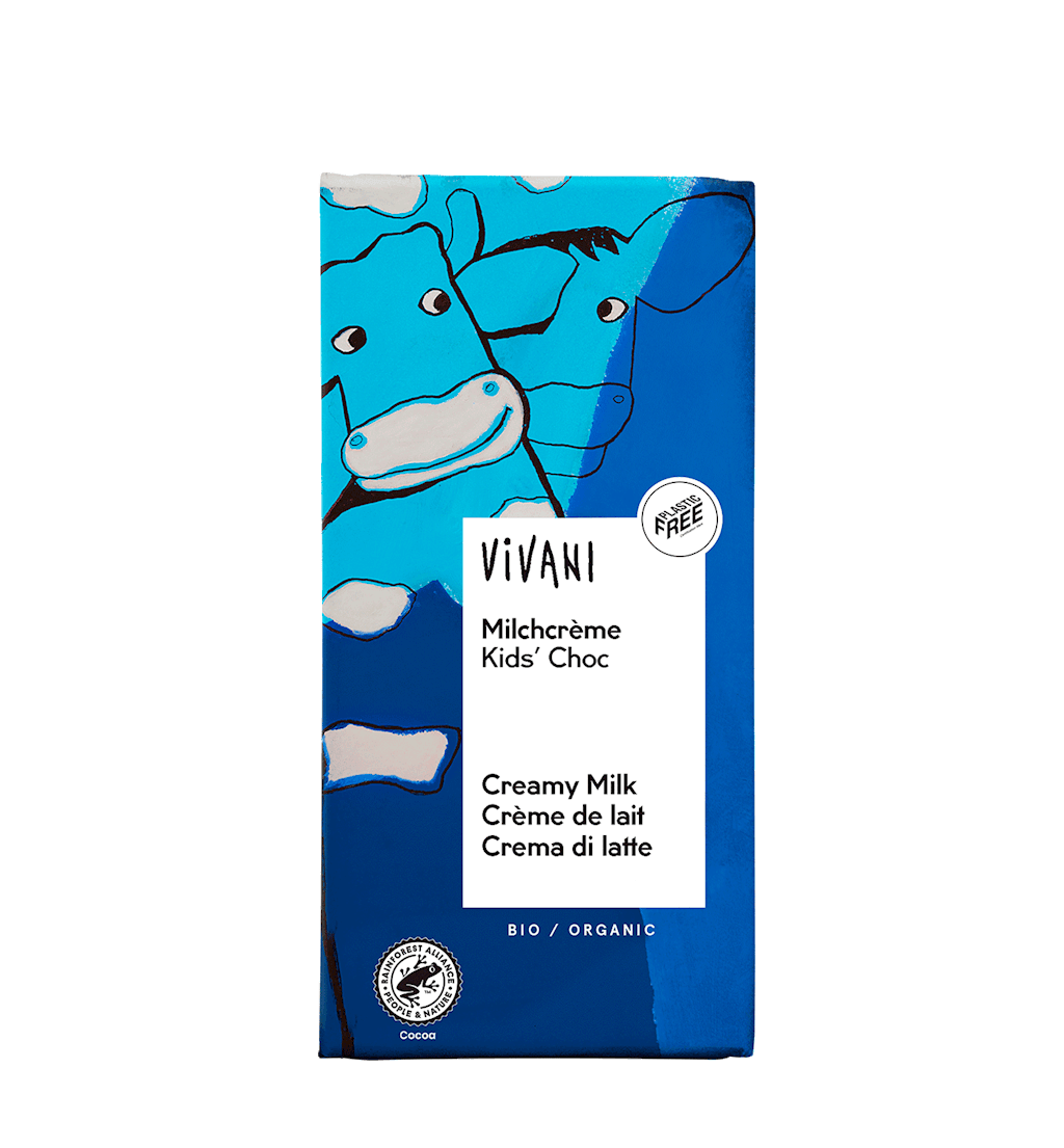 CZEKOLADA MLECZNA Z NADZIENIEM MLECZNYM DLA DZIECI BIO 100 g - VIVANI