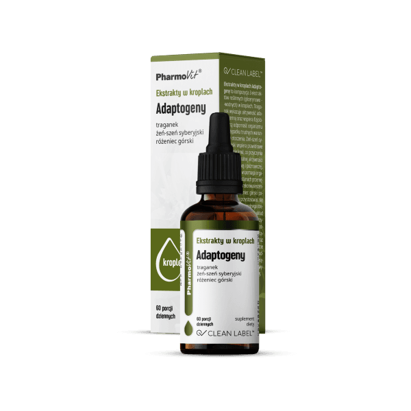 EKSTRAKTY W KROPLACH ADAPTOGENY BEZGLUTENOWE 30 ml - PHARMOVIT (CLEAN LABEL)