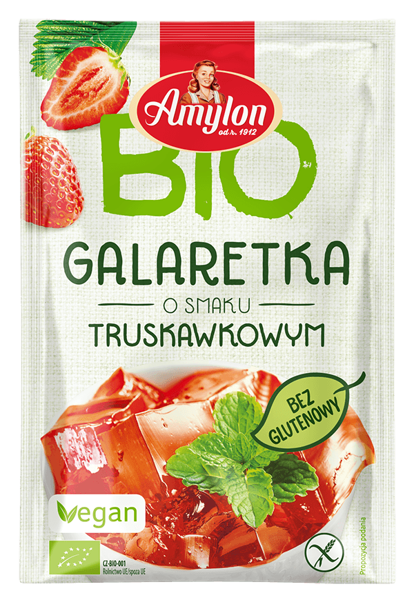 GALARETKA Z AGAREM O SMAKU TRUSKAWKOWYM BEZGLUTENOWA BIO 40 g - AMYLON