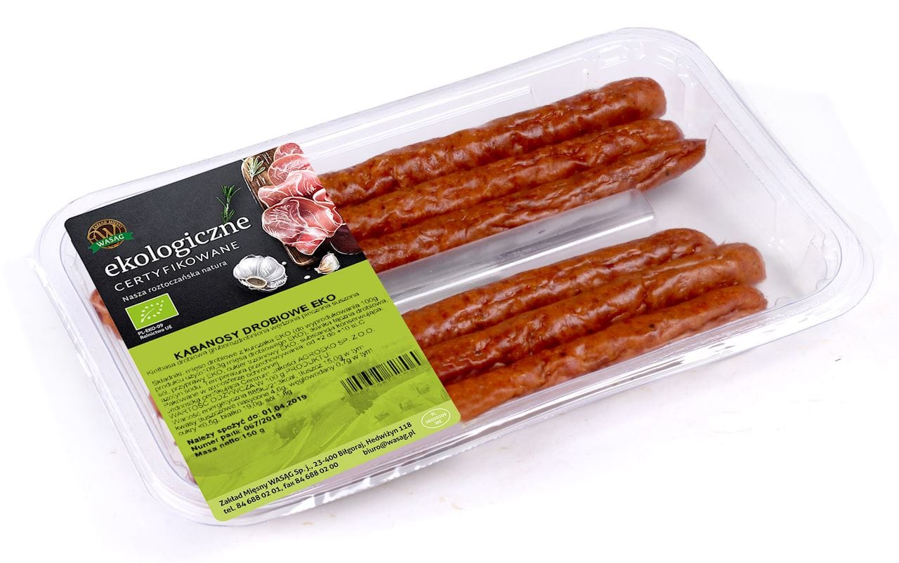 KABANOSY DROBIOWE BIO (6 szt.) 150 g - WASĄG (Z P&Oacute;ŁKI)