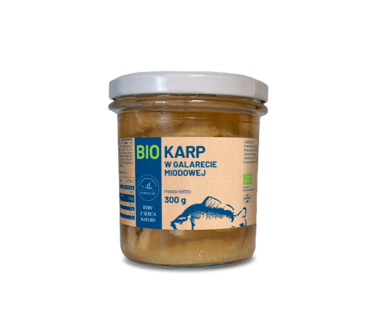 KARP W GALARECIE MIODOWEJ BIO 300 g (SŁOIK) - RYBY Z SERCA NATURY