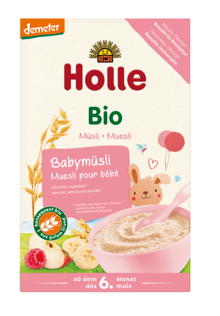 KASZKA ZBOŻOWA MUSLI MALINA - JABŁKO - BANAN BEZ DODATKU CUKR&Oacute;W OD 6 MIESIĄCA DEMETER BIO 250 g - HOLLE