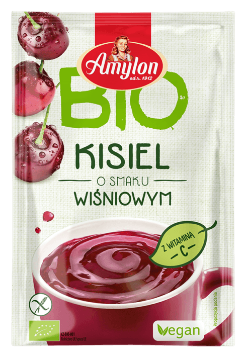 KISIEL INSTANT O SMAKU WIŚNIOWYM BEZGLUTENOWY BIO 30 g - AMYLON