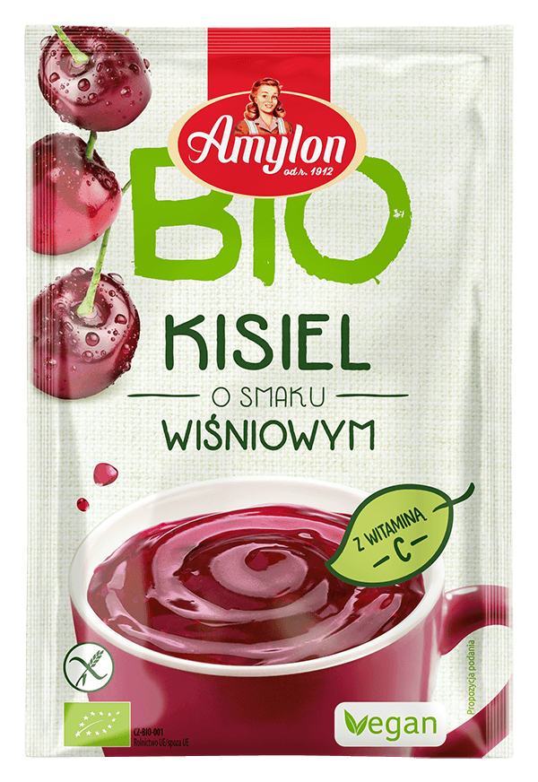 KISIEL INSTANT O SMAKU WIŚNIOWYM BEZGLUTENOWY BIO 30 g - AMYLON