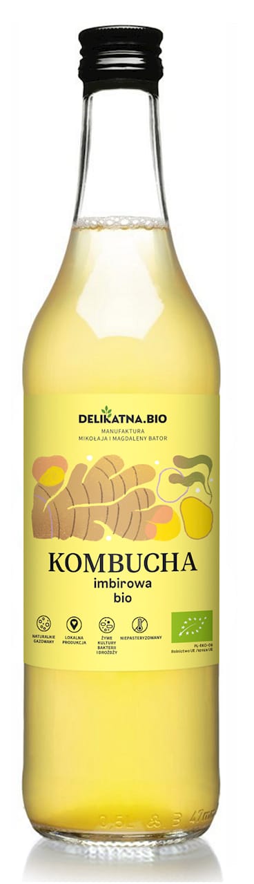 KOMBUCHA IMBIROWA BIO 500 ml - DELIKATNA (ZAKWASOWNIA)