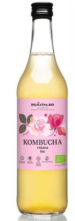 KOMBUCHA RÓŻANA BIO 500 ml - DELIKATNA (ZAKWASOWNIA)