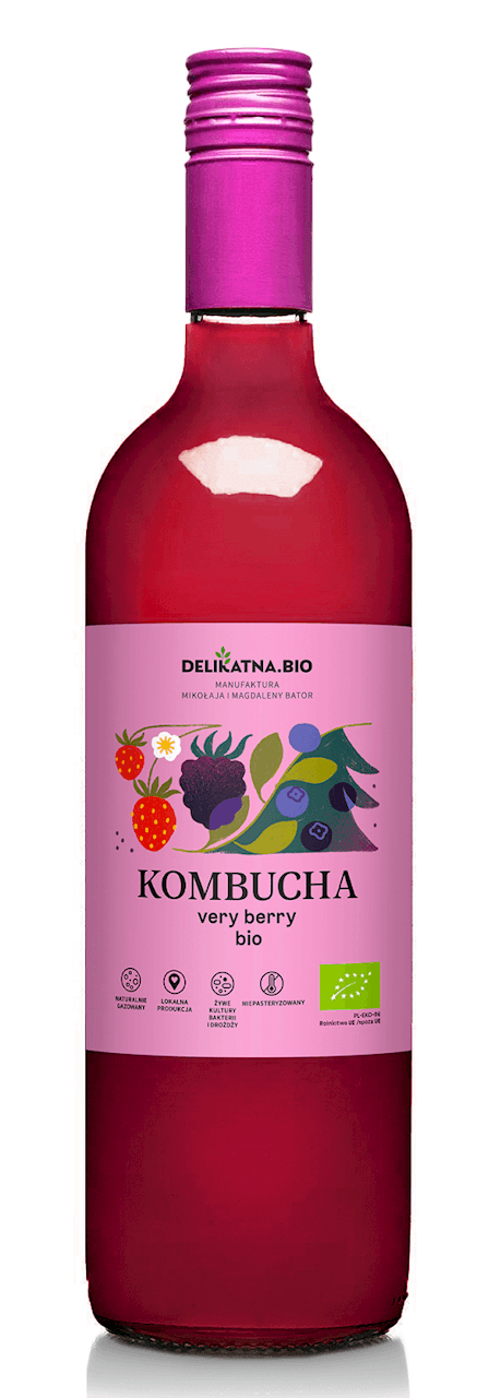 KOMBUCHA VERY BERRY BIO 750 ml - DELIKATNA (ZAKWASOWNIA)