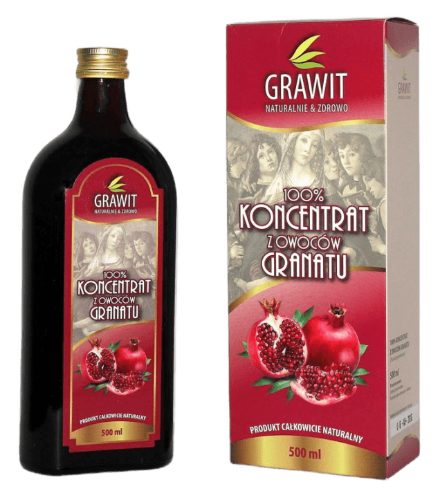 KONCENTRAT Z OWOCÓW GRANATU 100 % (GRAWIT) BEZGLUTENOWY 500 ml - VITAFAN
