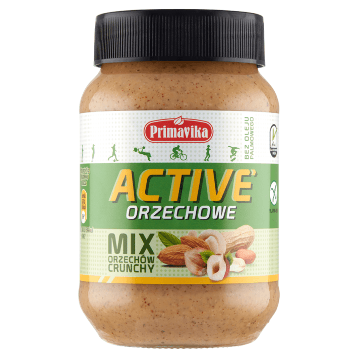 KREM ORZECHOWY CRUNCHY ACTIVE BEZGLUTENOWY 470 g - PRIMAVIKA