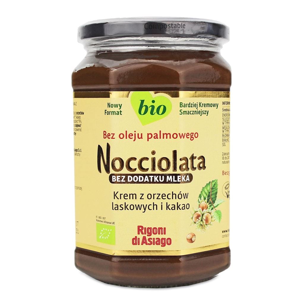 KREM Z ORZECH&Oacute;W LASKOWYCH I KAKAO BEZ DODATKU MLEKA BEZGLUTENOWY BIO 650 g - RIGONI DI ASIAGO (NOCCIOLATA)