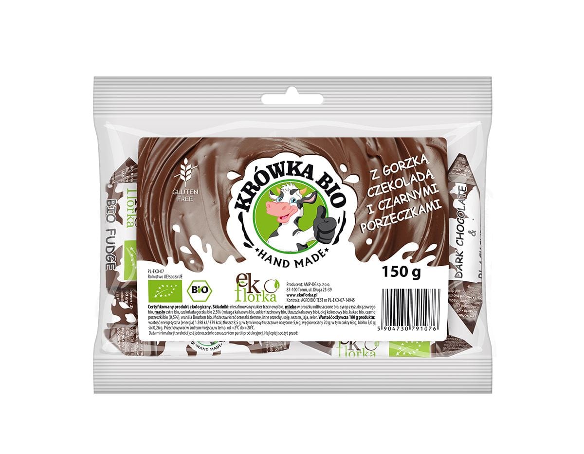 KR&Oacute;WKI Z GORZKĄ CZEKOLADĄ I CZARNYMI PORZECZKAMI BEZGLUTENOWE BIO 150 g - EKOFLORKA