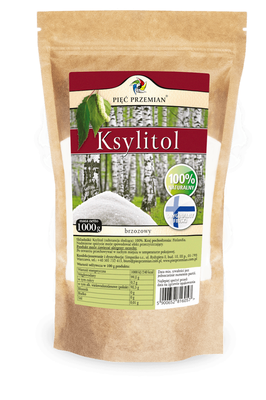 KSYLITOL 1 kg (TOREBKA PAPIEROWA) - PIĘĆ PRZEMIAN (FINLANDIA)