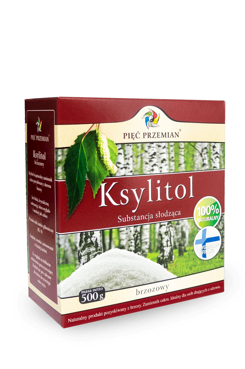 KSYLITOL 500 g (PUDEŁKO PAPIEROWE) - PIĘĆ PRZEMIAN (FINLANDIA)