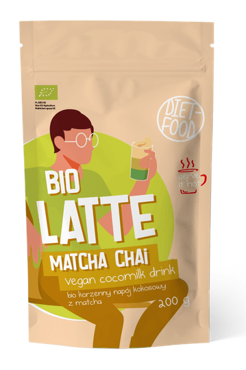 LATTE MATCHA CHAI - NAP&Oacute;J KOKOSOWO - KORZENNY Z MATCHĄ BIO 200 g - DIET-FOOD