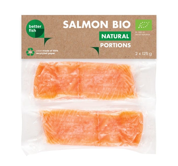ŁOSOŚ ATLANTYCKI ZE SK&Oacute;RĄ MROŻONY PORCJE BIO (2 x 125 g) 250 g - BETTER FISH