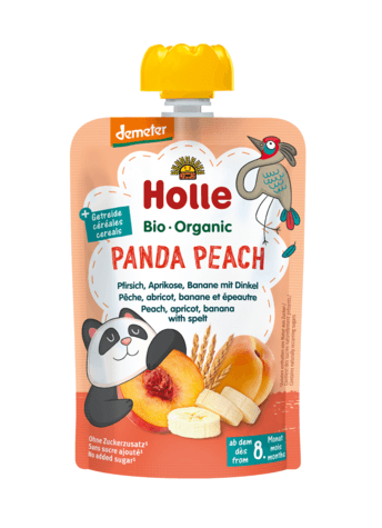 MUS W TUBCE BRZOSKWINIOWA PANDA (BRZOSKWINIA - BANAN - MORELA - ORKISZ) BEZ DODATKU CUKR&Oacute;W OD 8 MIESIĄCA DEMETER BIO 100 g - HOLLE