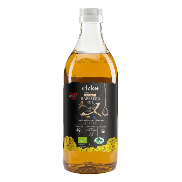 OLEJ RZEPAKOWY RAFINOWANY TŁOCZONY NA ZIMNO BIO 1 L - EKKO