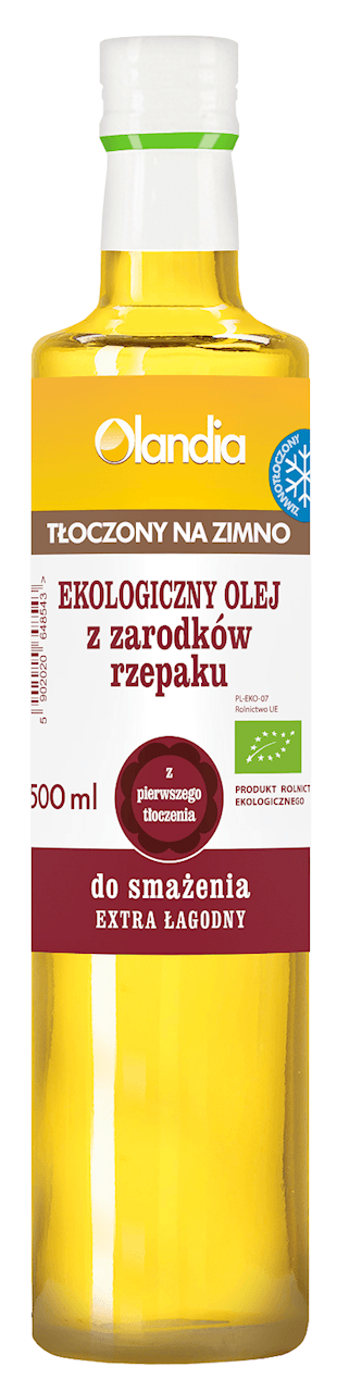 OLEJ Z ZARODK&Oacute;W RZEPAKU DO SMAŻENIA TŁOCZONY NA ZIMNO BIO 500 ml - OLANDIA