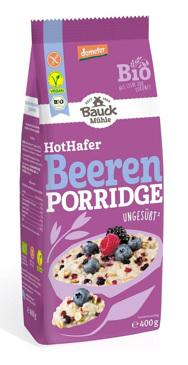 OWSIANKA Z OWOCAMI LEŚNYMI BEZ DODATKU CUKRU BEZGLUTENOWA DEMETER BIO 400 g - BAUCK HOF