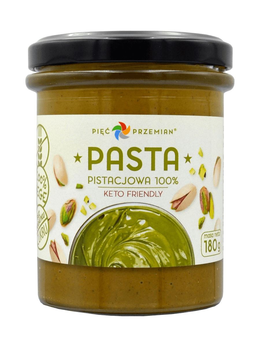 PASTA PISTACJOWA BEZ DODATKU CUKR&Oacute;W BEZGLUTENOWA 180 g - PIĘĆ PRZEMIAN