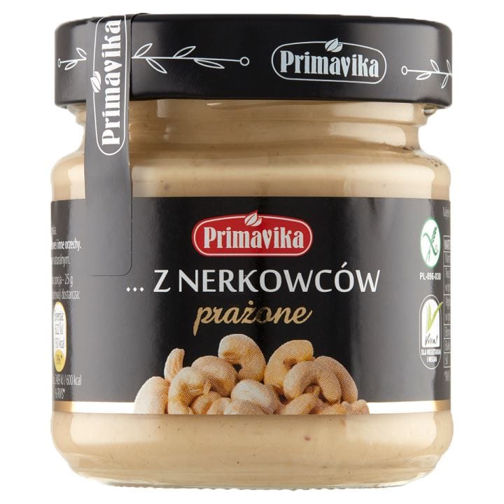 PASTA Z PRAŻONYCH ORZECH&Oacute;W NERKOWCA BEZGLUTENOWA 185 g - PRIMAVIKA