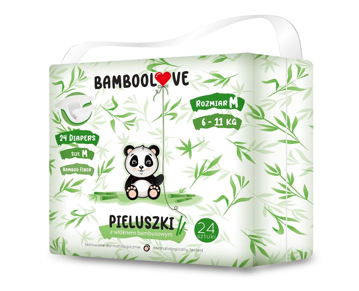 PIELUCHY Z WŁ&Oacute;KNEM BAMBUSOWYM ROZMIAR M 6 - 11 kg (24 szt.) - BAMBOOLOVE