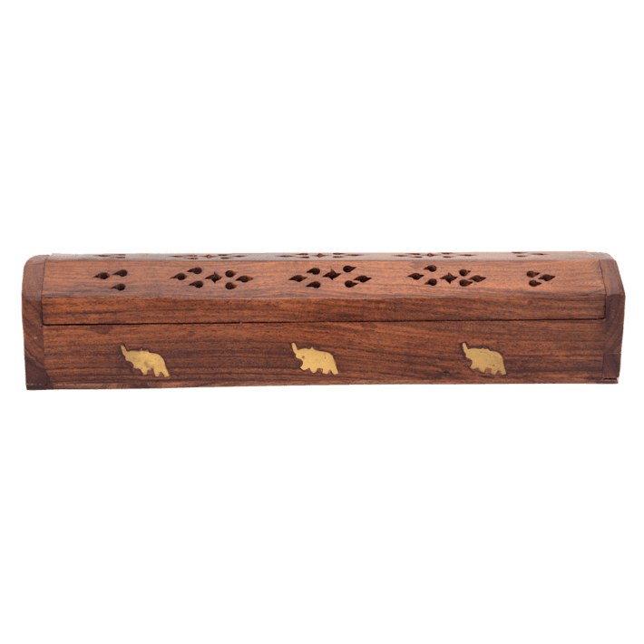 PUDEŁKO DREWNIANE NA KADZIDŁO Z MOTYWEM SŁONIA - SATTVA