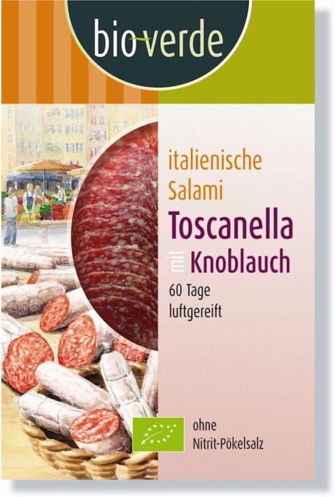 SALAMI TOSCANELLA Z CZOSNKIEM PLASTRY BIO 80 g - BIO VERDE