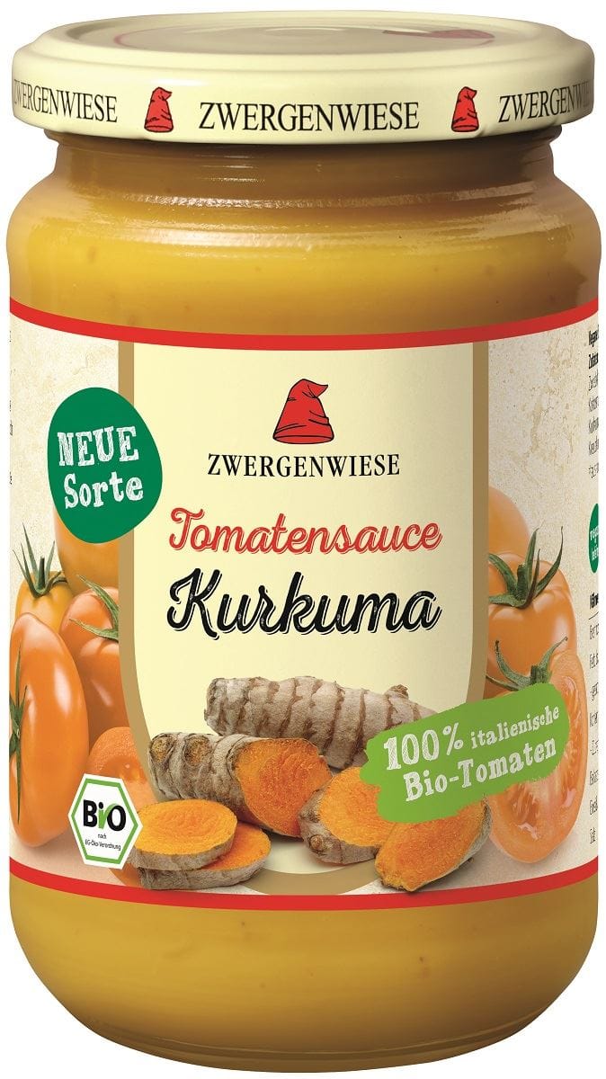 SOS Z Ż&Oacute;ŁTYCH POMIDOR&Oacute;W Z KURKUMĄ BEZGLUTENOWY BIO 340 ml - ZWERGENWIESE