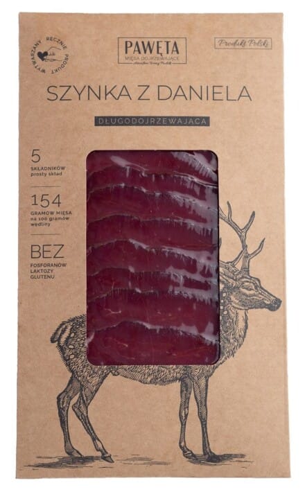 SZYNKA Z DANIELA DOJRZEWAJĄCA PLASTRY BEZGLUTENOWA 50 g - PAWĘTA
