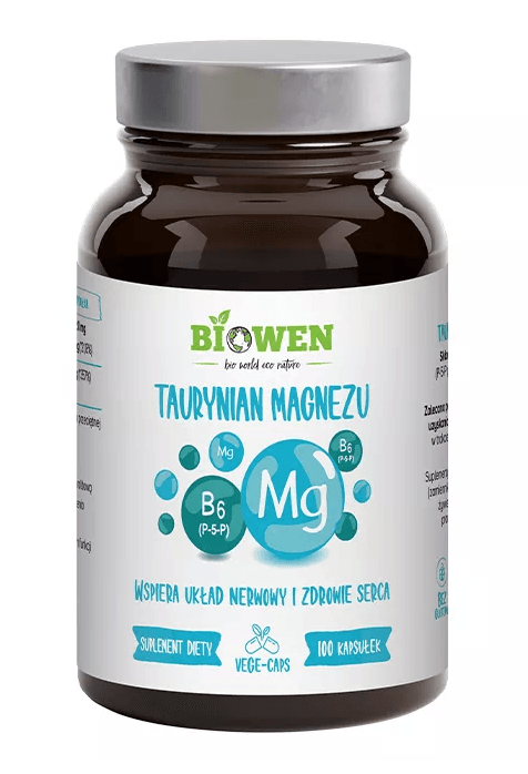 TAURYNIAN MAGNEZU + WITAMINA B6 BEZGLUTENOWY 100 KAPSUŁEK - HEMPKING (BIOWEN)
