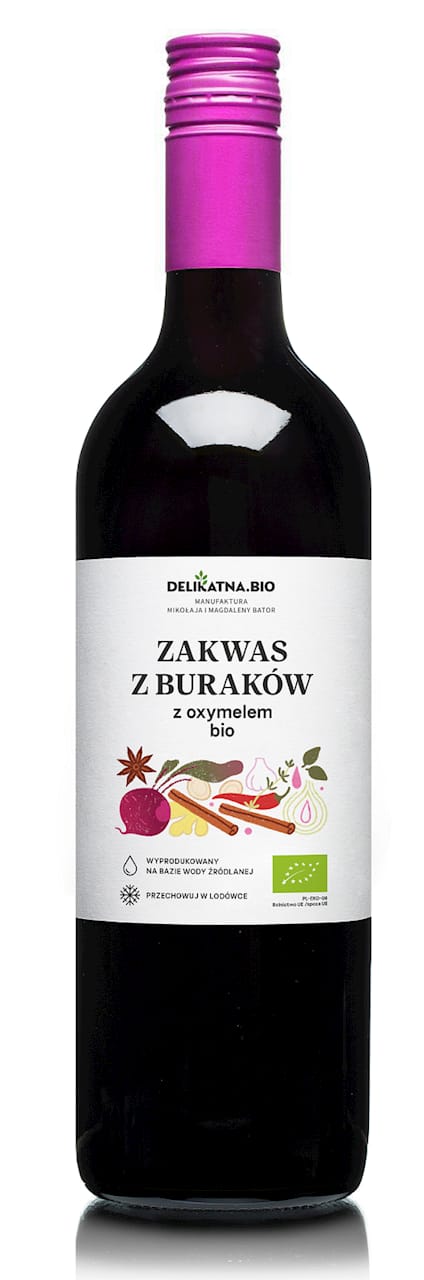 ZAKWAS Z BURAK&Oacute;W TRADYCYJNY Z OXYMELEM BIO 700 ml - DELIKATNA (ZAKWASOWNIA)