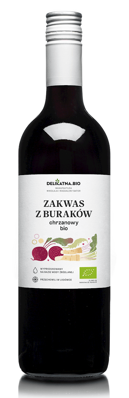 ZAKWAS Z BURAK&Oacute;W Z CHRZANEM BIO 700 ml - DELIKATNA (ZAKWASOWNIA)