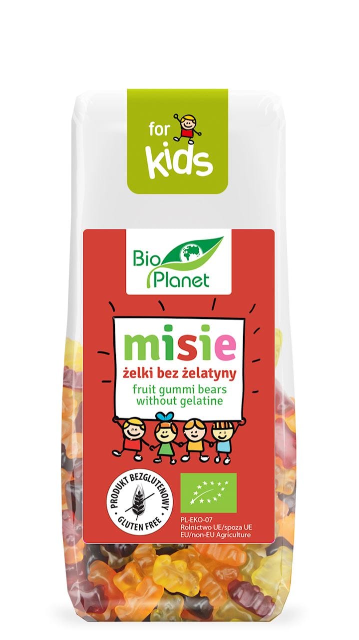 ŻELKI MISIE BEZ ŻELATYNY BEZGLUTENOWE BIO 100 g - BIO PLANET