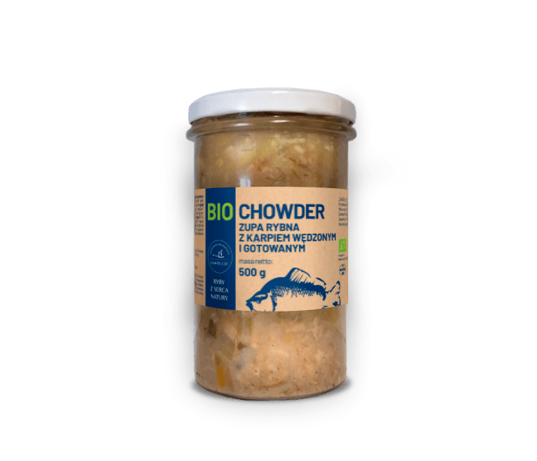 ZUPA RYBNA CHOWDER Z KARPIEM WĘDZONYM I GOTOWANYM BIO 500 g - RYBY Z SERCA NATURY